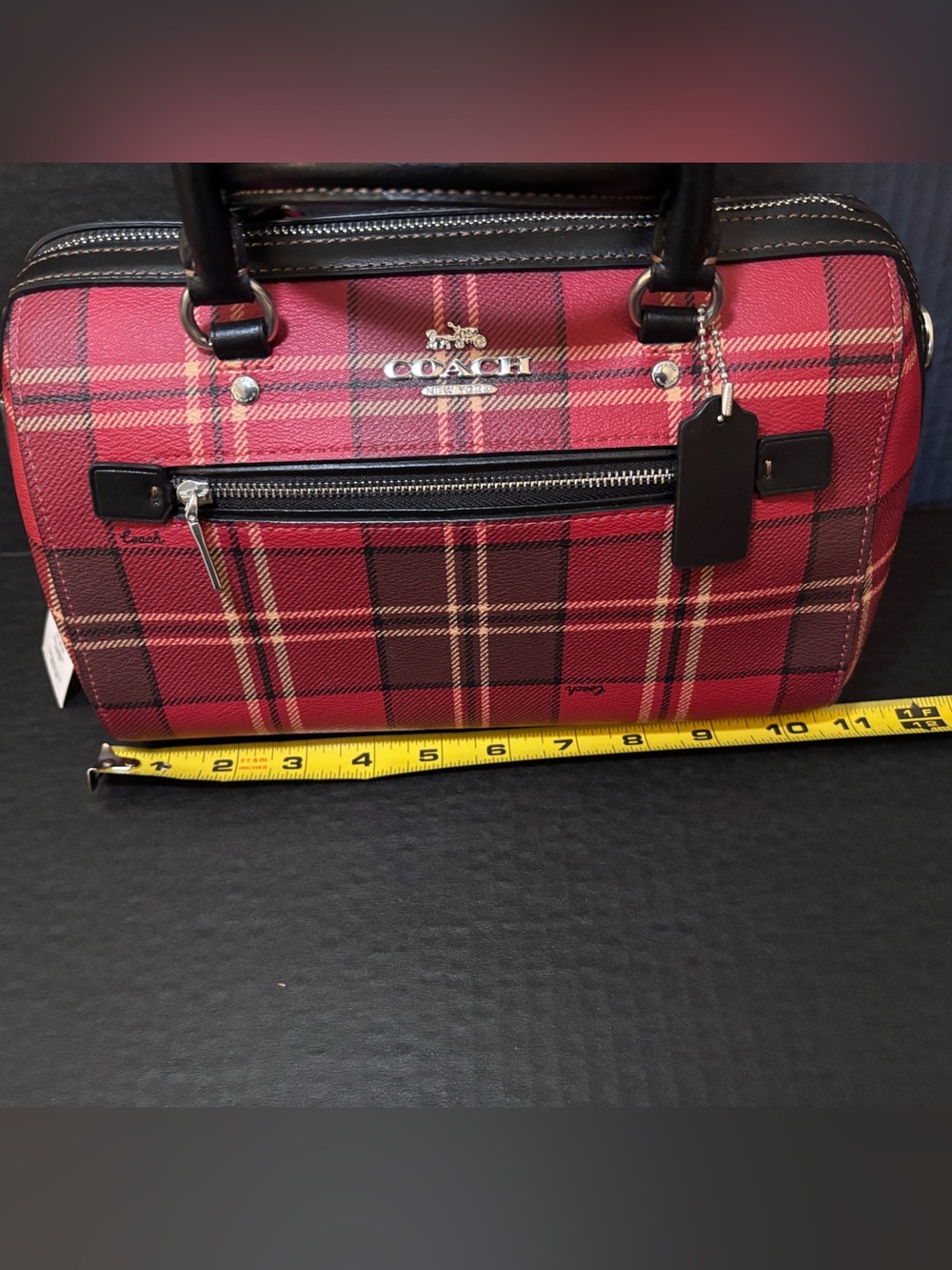 COACH NWT Rowan Satchel Red Tartan Plaid - Picture 12 of 13